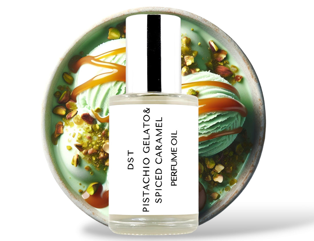 Savor the Sweetness with DST's "Pistachio Gelato & Spiced Caramel" Perfume Oil!