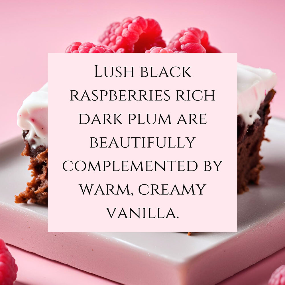 text fragrance Description for Black Raspberry Vanilla. Lush black raspberries rich dark plum are beautifully complemented by warm, creamy vanilla.