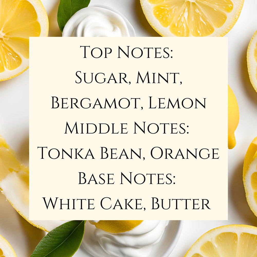 text fragrance Description for Limoncello Cream. Top Notes: Sugar, Mint, Bergamot, Lemon Middle Notes: Tonka Bean, Orange Base Notes: White Cake, Butter.