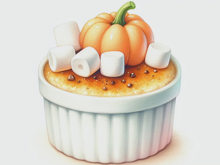 muted video showing text fragrance description for Pumpkin Creme Brulee. Top notes: Sweet Vanilla, Brown Sugar. Middle Notes: Pumpkin Puree, Marshmallow Cream. Base Notes: Caramelized Sugar, Light Musk.