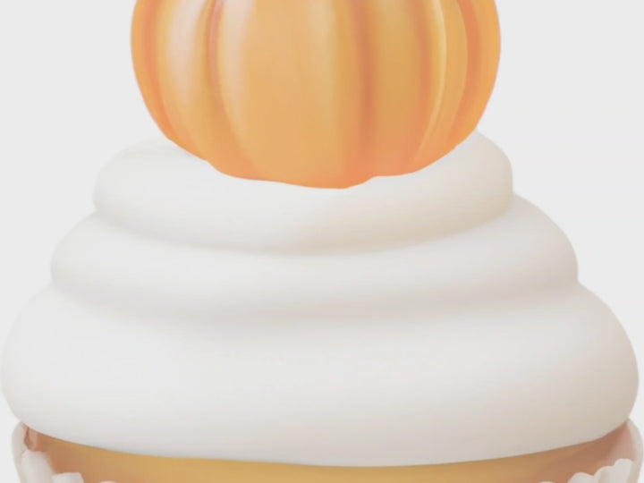 Muted video showing the text fragrance description for pumpkin and vanilla whip. Top notes: Pumpkin Pie Spice. Middle notes: Marshmallow Cream. Base notes: vanilla, heavy cream.